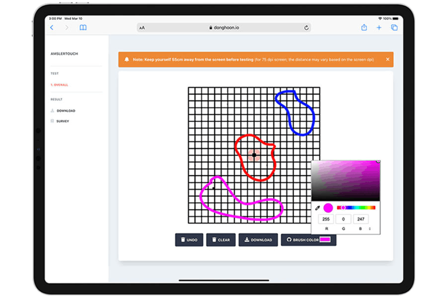 Publication preview for AmslerTouch: Self-testing Amsler Grid Application for Supporting a Quantitative Report of AMD Symptoms